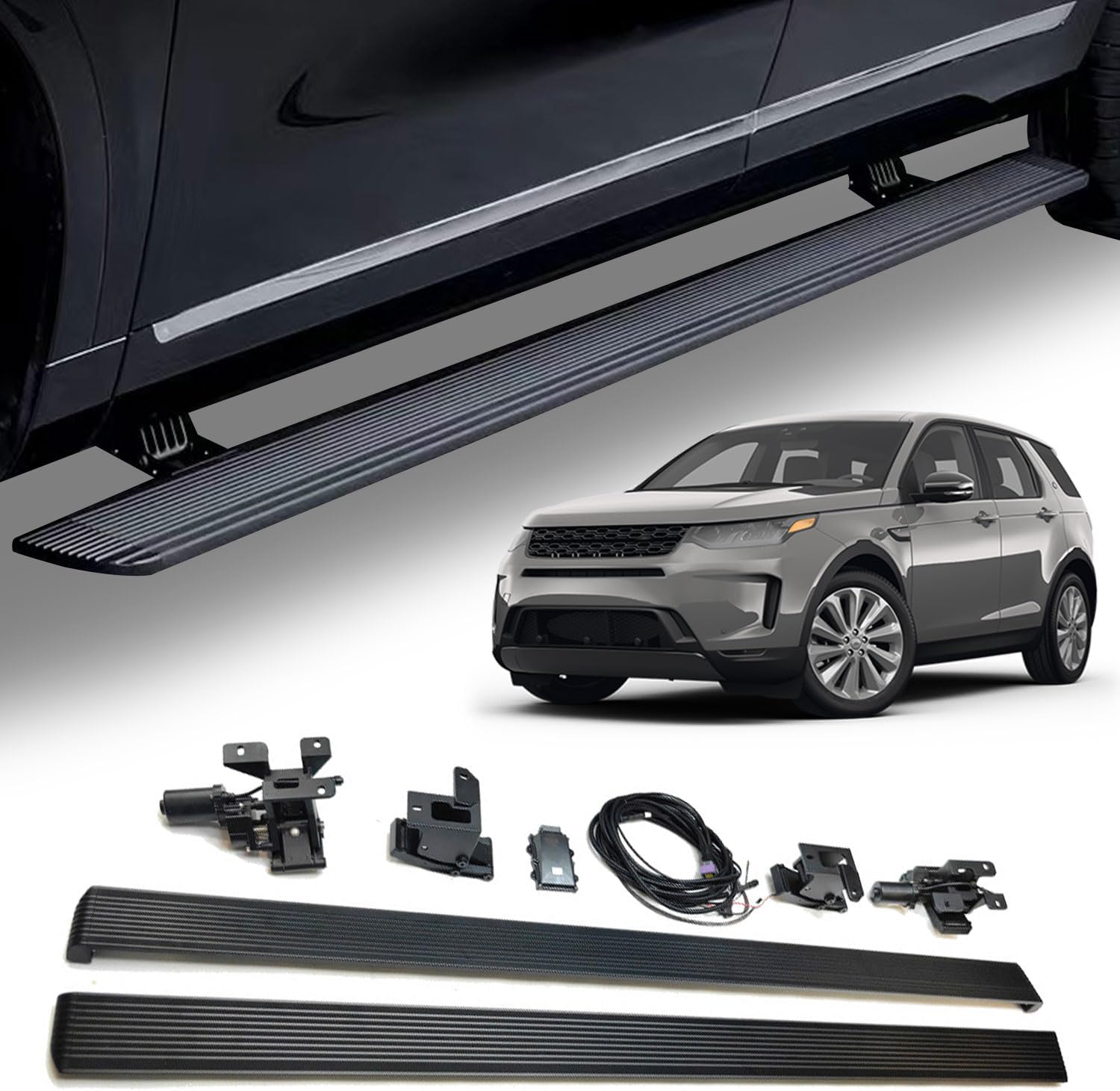 Fits 2020 2021 2022 2023 2024 Land Rover Discovery Sport L550 Deployable Power Electric Running Boards, Aluminum Retractable Side Step Nerf Bars, Black
