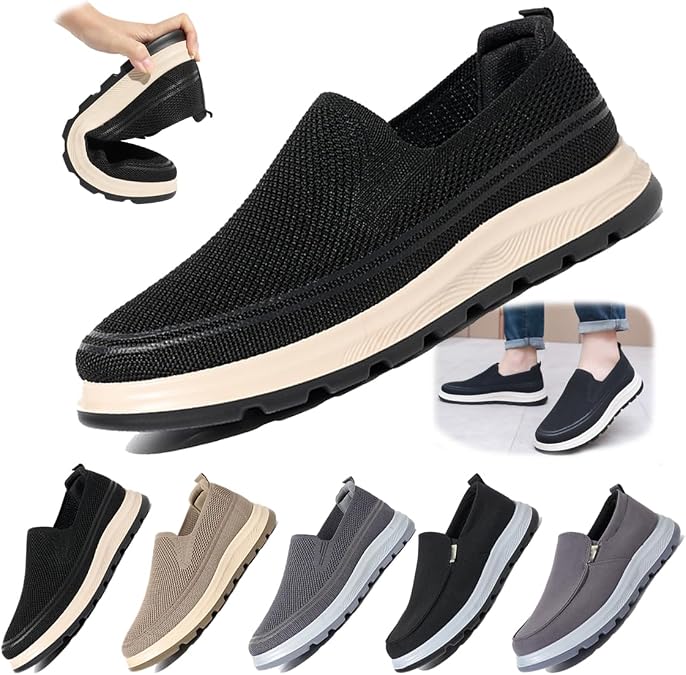 Men's Slip-On Mesh Sneakers, Breathable Casual Walking Shoes with Comfortable Non-Slip Sole, Lightweight Slip-on Trainers for Everyday Use