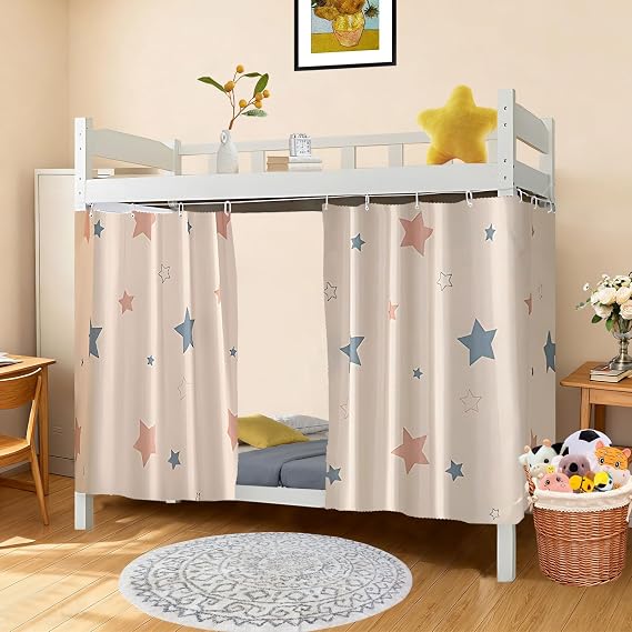 zhidiloveyou 2 Panels Blackout Bottom Bunk Bed Curtains Thickened Privacy