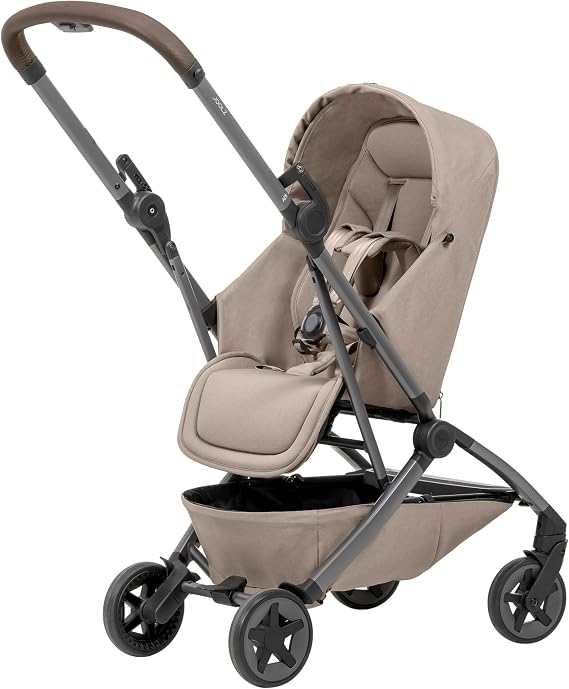 Joolz Aer2 Lightweight Travel Stroller Set with Nest to Seat for Newborn to Toddler - Easy One-Hand Fold, UPF 50+ Sun Protection – (Sandy Taupe)