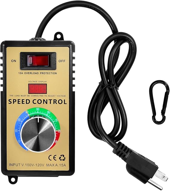 AC Motor Speed Controller 100V-120V 15A | Variable Fan Speed Controller with Overload Protection,Electronic Voltage Regulator & LED Display,Ideal for Fans, LED Light