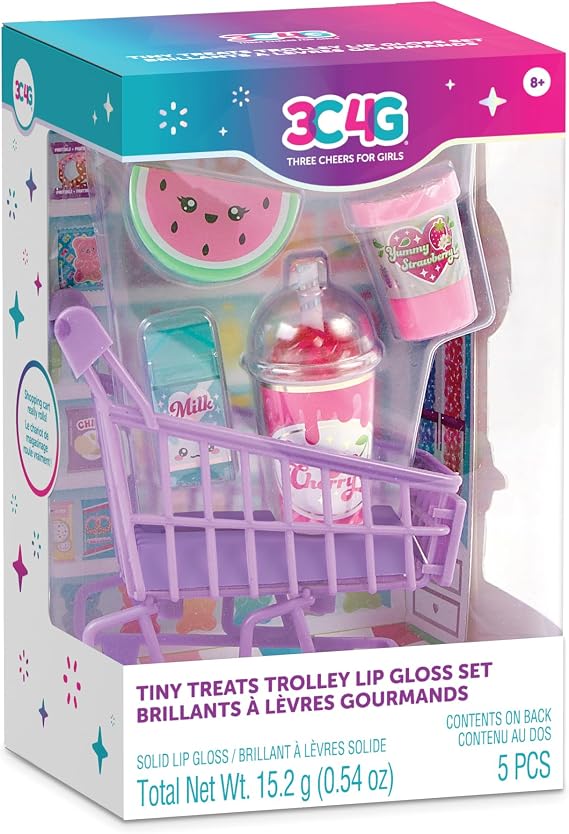 3C4G: Tiny Treats Trolley 4 Pack Miniature Scented Shopping Cart Watermelon, Strawberry, Vanilla Cherry, Girls & Teens Ages 8+