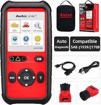 Autel AutoLink AL529HD with Screen Wiper OBD2 Scanner Heavy Duty Truck Code Reader AutoVIN Read/Erase DTCs O2 Monitor Test Check Live Data Advanced AL519/AL529 Compatible SAE-J1939/J1708