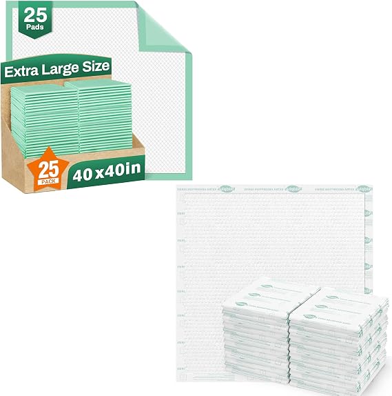Total 45 Pads-Disposable Bed Pads 40"X40" (25pcs) and 40"X40" (20pcs) Extra Large Pee Pads for Incontinence Heavy Duty Super Absorbent Underpads Waterproof Chucks Pads for Adults,Elderly or Pets.