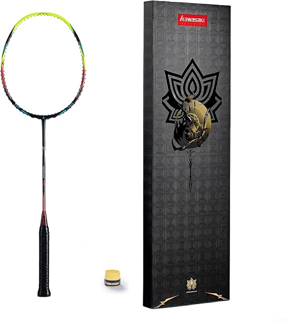 Kawasaki Professional Badminton Racket 35lbs High Tension 5U Ultra-Light 40T High Modulus Graphite Attack Type Lightweight Racket NEZHA 35