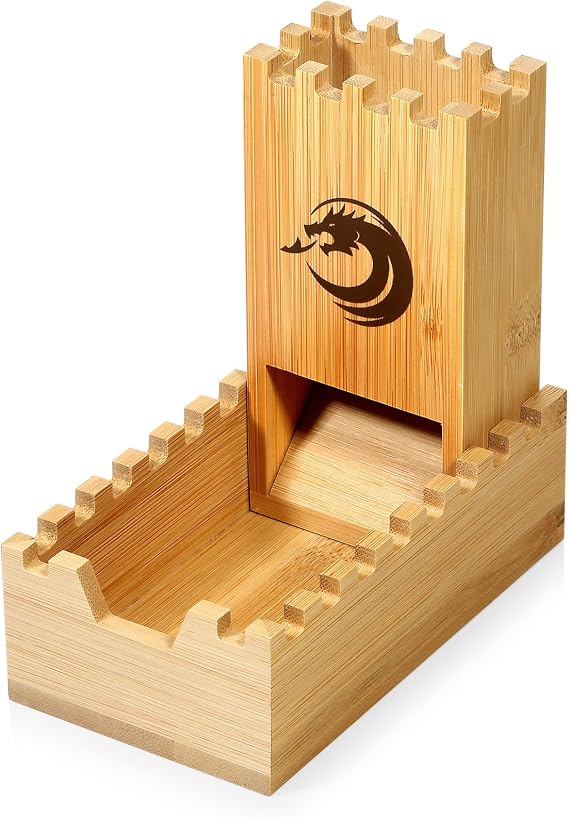 DNDND Bamboo Folding Dice Tower for Dungeons and Dragons D&D Tabletop Game and RPG Games (Skull)