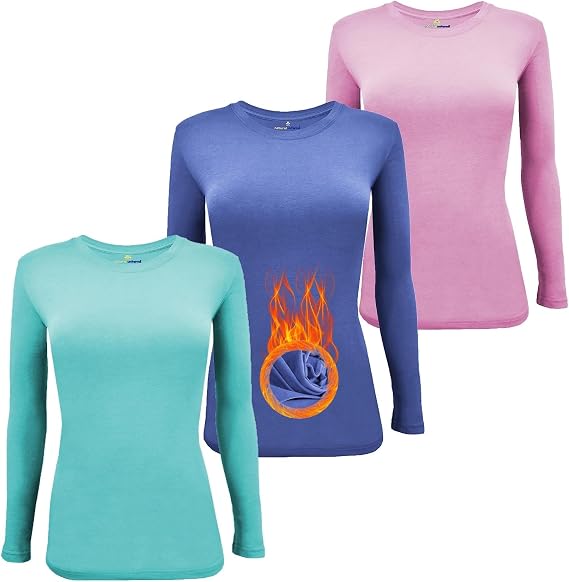M&M SCRUBS Women's Long Sleeve T-Shirt Crew Neck Under Scrub Tee Classic Fit T-Shirt 3 - Pack