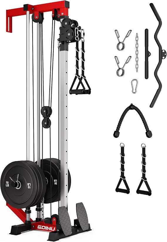 Wall Mount Cable Station, WM1 Cable Crossover Machine with 17 Positions, High and Low Cable Crossover Machine with Removable Footplate for Garage Home Gym
