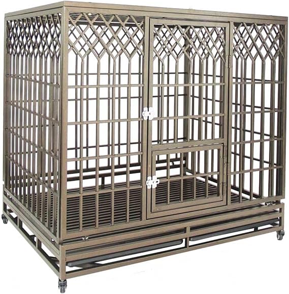 VIDECOR Heavy-Duty Dog Crate, Dog Cage, for Medium and Large Dogs, Small Door with Skylight, Easy Cleaning, Pet Cage,105 * 77 * 100cm
