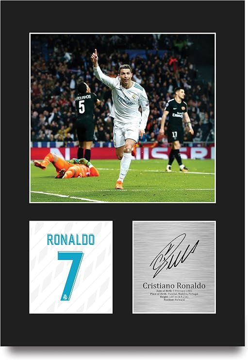 HWC Trading Cristiano Ronaldo Real Madrid Gifts Printed Signed Autograph Picture for Football Fans and Supporters - A4 Portrait