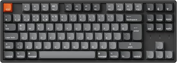 Keychron K8 Max%80 TKL RGB Türkçe Red Switch Kablosuz Alüminyum Çerçeve Karbon Siyah Mekanik Klavye