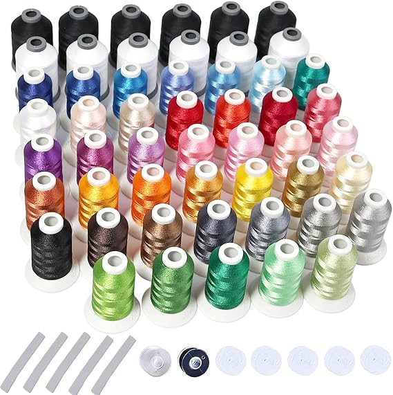 Simthread 52pcs Polyester Embroidery Thread Kit 40 Colors Black White