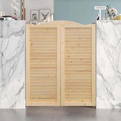 S&Z TOPHAND 24in x 42in Swinging Louvered Cafe Doors, Solid Wood, Room Divider, Home, Kitchen, Bar
