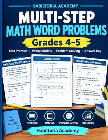 Multi-Step Math Word Problems & Visual Models: Grades 4–5 Workbook with Wide Workspace & Fact-Checked Answer Key