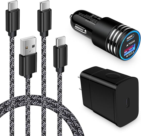 25W Type C Super Fast Samsung Charger Block for Samsung Galaxy A17 S25 Ultra S25+ A16 5G A15 A14 S24 S23 S22 S21 FE S20 A13 A25 A54 A34 A53 Z Fold 7 6 5,38W Car Adapter,3ft USB C Cable,6ft C to C Cord