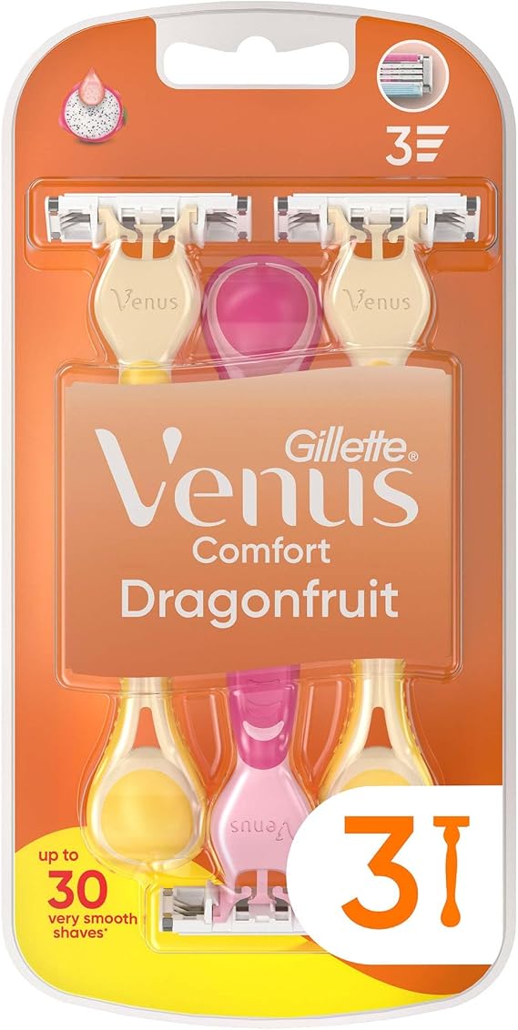 Gillette Venus 3 tek kullanımlık tıraş makinesi, kadın, 3 ejderha meyvesi kokulu tıraş makinesi