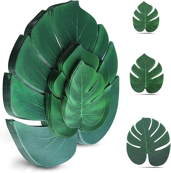 100Pcs Palm Leaves Artificial Tropical Monstera Plant Fake Leaves