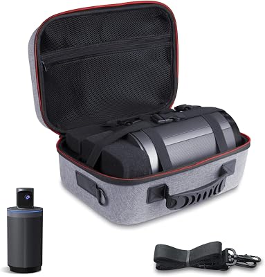 NexiGo Premium Travel Case for Conference Camera, All-in-one Carrying Case for Meeting 360 and Accessories, Lightweight Hard Protective with Shoulder Strap Grey
