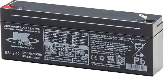 MK Battery ES1.9-12 Maintenance-Free Rechargeable Sealed Lead-Acid Battery
