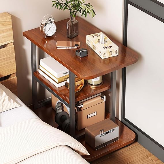 Mobile Cart Coffee Table, Home Small Coffee Table, Modern Living Room Table with Storage Rack, Home Sofa Side Table Decorative Furniture.,A
