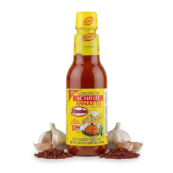 El Yucateco Achiote Annatto Condimented Liquid, Authentic Mexican Marinade and Seasoning, Traditional Annatto Sauce for Chicken, Pork, Seafood and Cochinita Pibil, 10 fl oz (Pack of 1)