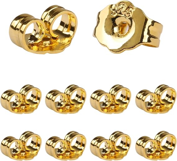 14K Gold Earring Backs Replacements, Hypoallergenic Earring Backs for Studs