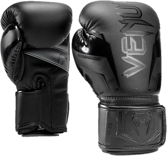 Venum Elite Evo Boxing Gloves - Black/Black 14oz