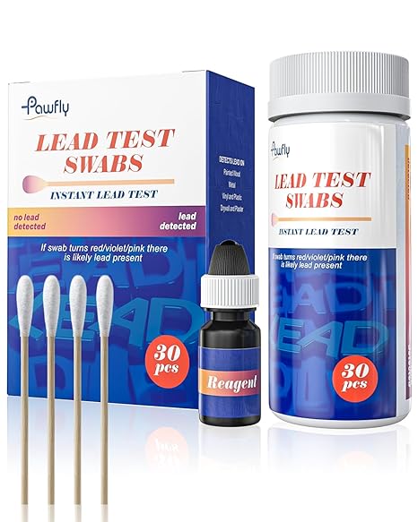 Pawfly New Lead Test Kit 30 Pcs Rapid Home Lead Test Swabs with Reagent