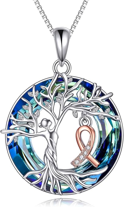 YAFEINI Tree of Life Goddness Necklace Sterling Silver Tree of Life Necklace Lady Justice/Witches Knot/Breast Cancer Survivor Jewelry Gifts for Women