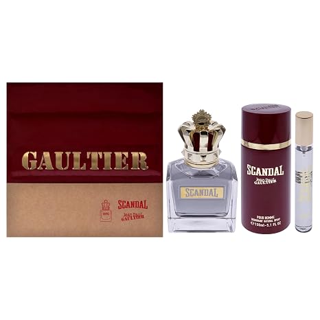 Jean Paul Gaultier Scandal 3.4oz EDT Spray, 0.33oz EDT Spray, 5.1oz Deodorant Spray Men 3 Pc Gift Set