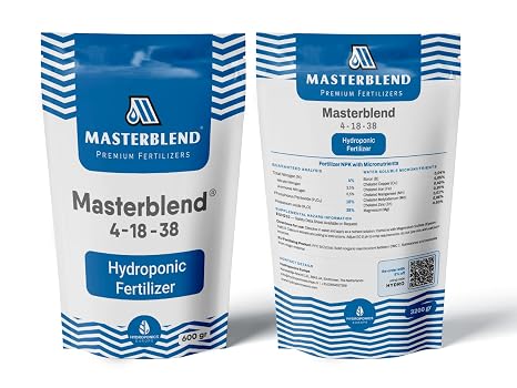 Masterblend 4-18-38 Hydroponics Fertiliser 1.5 kg Pure 4-18-38 Basic Component without Additives Nutrients for Hydroponics DWC & Garden for Tomatoes Peppers & Vegetables