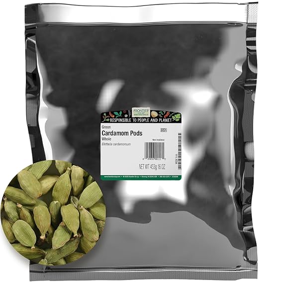 Frontier Cardamom Pods, Green, Whole, 16 Ounce Bag
