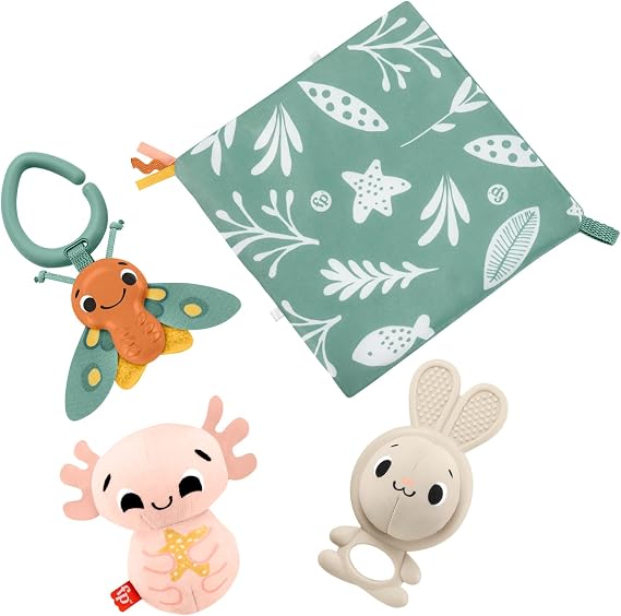 Fisher-Price Baby Sensory Toys So Many Senses Gift Set with Fine Motor Activities For Newborns, 4 Pieces, HRB17