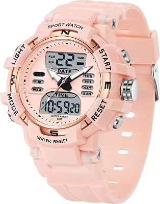Womens Sport Watches Waterproof Digital Analog Ladies Watch Military Tactical Outdoor Wrist Watch with Alarm LED Luminous Stopwatch Countdown Dual Time Reloj para Mujer