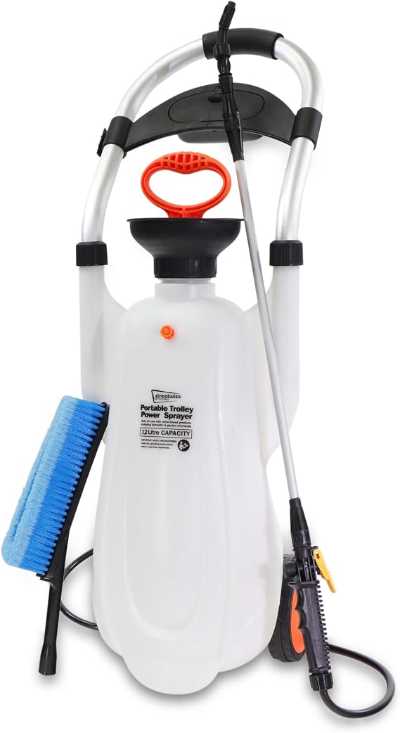 Streetwize SWPW4 Pressure Sprayer – 12L, Handheld Pump Sprayer with Wand Nozzle, Trigger Mechanism, Flow Regulator. Watering Equipment