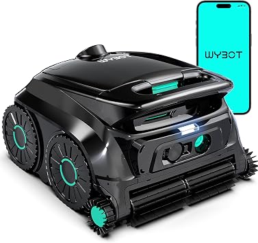 2026 NEW WYBOT Cordless Robotic Pool Vacuum for Inground Pools, Six-Roller Brush 4-in-1 Smart Pool Cleaner, Edge Cleaning High Obstacle Crossing, Lightweight, App Navigation, Black Green