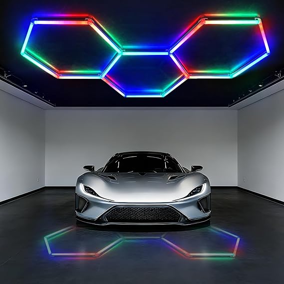 RGB Hexagonal Garage Light, DIY Dimmable Smart RGB LED Wall Light [Energy Class B]