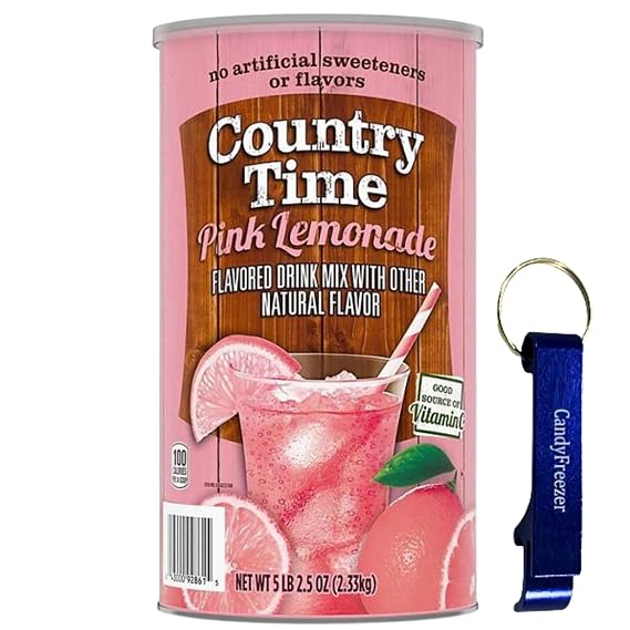 Candy Freezer Pink Lemonade Powdered Drink Mix 1 Canister, 82.5 oz No Artificial Sweeteners Includes Measuring Scoop and Keychain