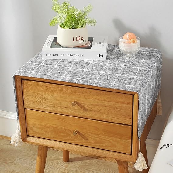 Small Rustic Checkered Tablecloth Dot Cloth Solid Color Washable Nightstand End Bedside Table Cover