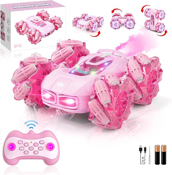 OSIMILY Remote Control Car,RC Stunt Cars for Girls 2.4GHz 4WD Remote Cars for Kids, Double Sided 360 Rotating Stunt Drift Car Toys for Ages 4-6 5-7 8-13 - Ideal Birthday for Girls