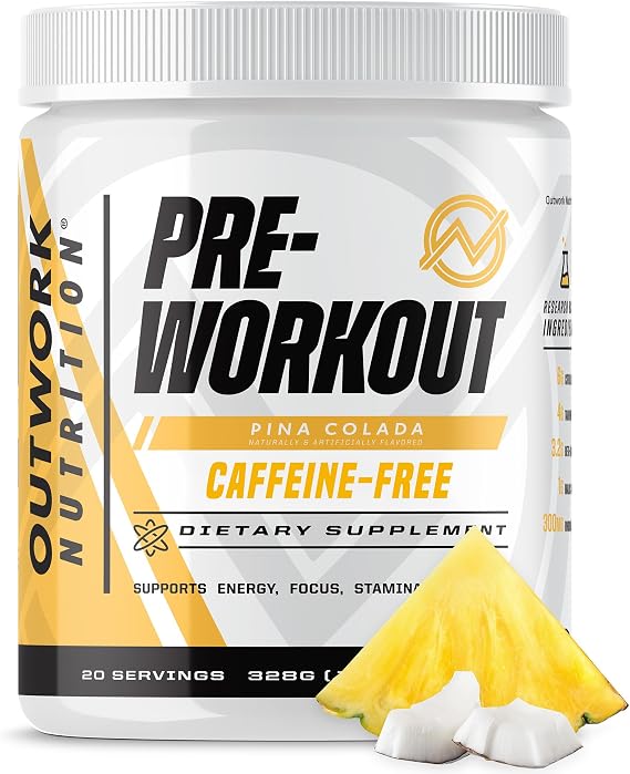 Outwork Nutrition Caffeine-Free Pre-Workout Powder (Pina Colada)