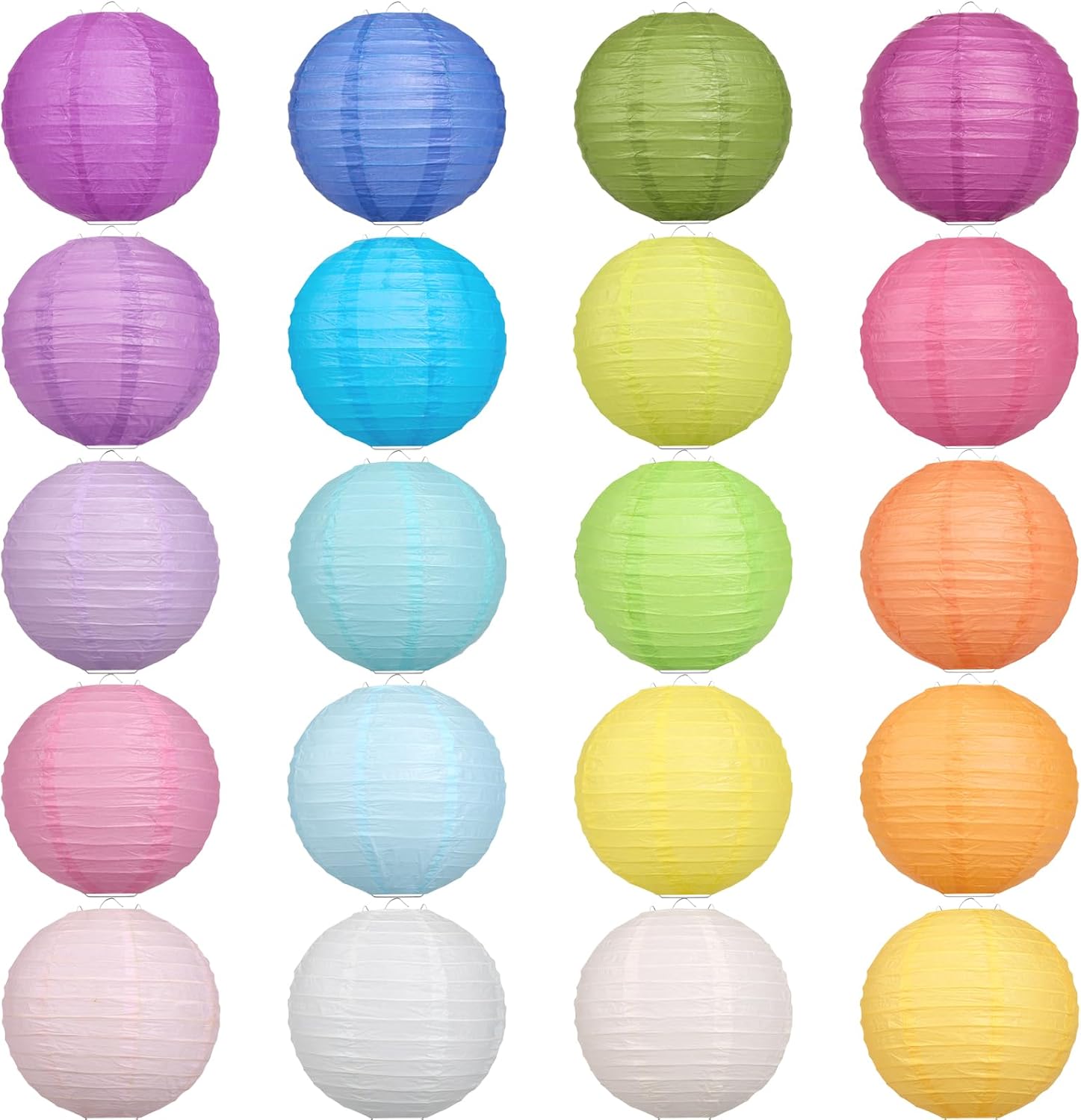 LIHAO Paper Lanterns, 20 Colors, 7.9 inches 20 cm, Round Shape, Plain, Summer Festivals, Bon Festivals, Events, Parties, Tanabata, Decoration, Decoration, Paper Lanterns, Colorful