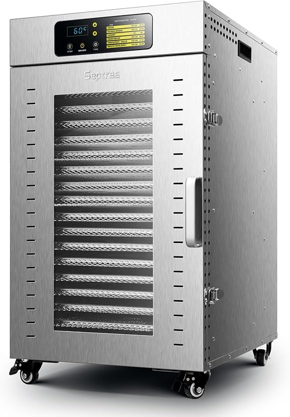 Commercial Food Dehydrator 18 Trays, 2000W Large Capacity 34.42ft2 Food Dryer Machine for Jerky, Meat, Fruit, Herbs, Full Stainless Steel Industrial Dehydrater Biltong Maker
