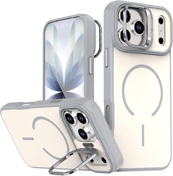 Coverzone iPhone 17 Pro Max ile Uyumlu kilif MagSafe ile uyumlu Kılıf Stand Özellikli Mıknatıslı Flexa Yüzük Tutuculu IPHONE 17 PRO MAX için KILIF Darbe Emici Mat Arka Kapak Koruyucu Kılıf Beyaz