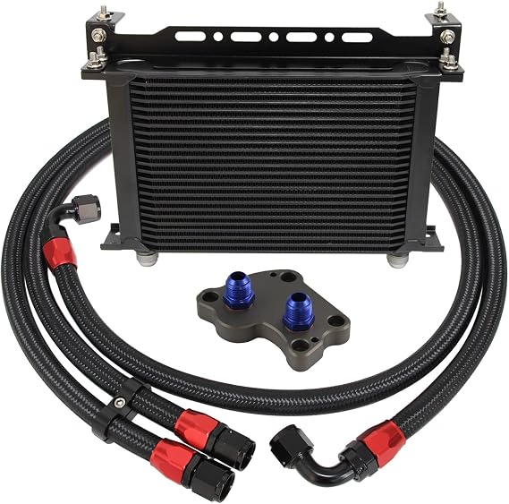 25 Row Oil Cooler Kit, AN10 Transmission Engine Cooler Stacked Plate for BMW MINI COOPER S Supercharger R50 R52 R53 1.6L Engine 2002-2006