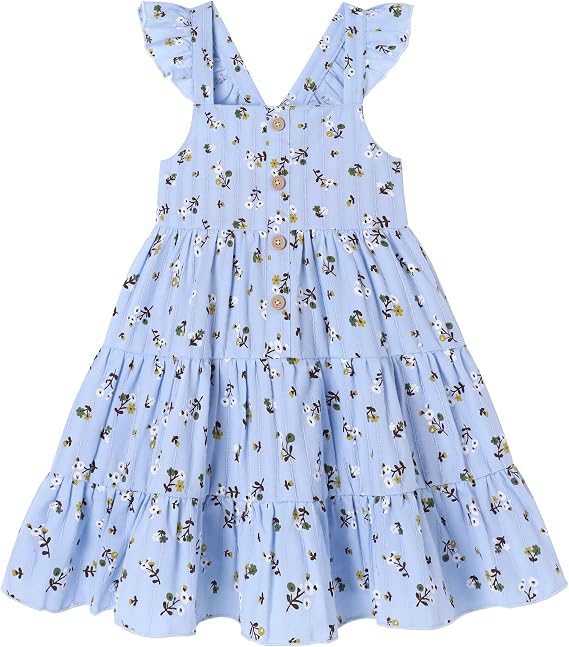 Toddler Girl Dress Ruffle Sleeveless Little Girls Summer Outfits Kids Dresses Floral Sundress Beach Casual 18M-6T