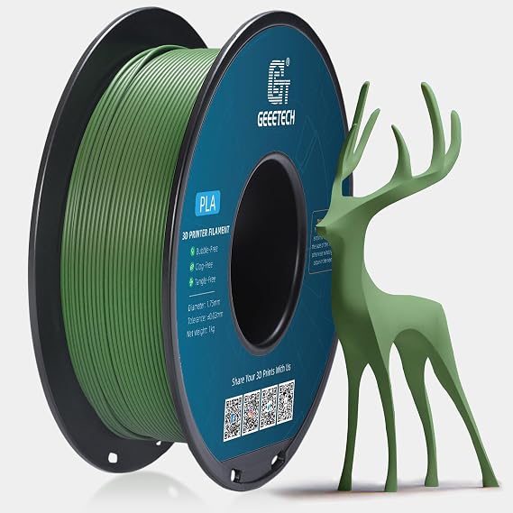 Geeetech Matte PLA Filament 1.75mm Olive Green, 1kg/(2.2lbs) Spool, Matte PLA 3D Printer Filament, Smooth Finish Dimensional Accuracy +/- 0.02 mm, Fit Most FDM Printer