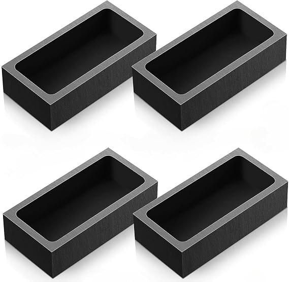 4-Piece Graphite Ingot Moulds, KoveYzao High Density Graphite Crucible, Metal Melting Container for Casting Molten Molten Gold Silver Metal Aluminum Copper Brass Iron Refining (4 x 2 x 1 Inch/Each)