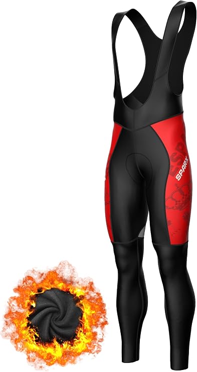 Sparx Men Winter Cycling Thermal Roubaix Bib Tights Padded Bib Pants High Viz Bike Leggings