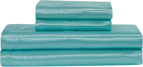Mulberry Silk 6A Graded (30 Momme) Solid Sheet Set | Queen(60" X 80") Light Blue |Comfy&Cozy Set Upto 18"(inch) Deep Pockets with Elastic Bounded 4 Piece Set | Oeko-Tex Standard